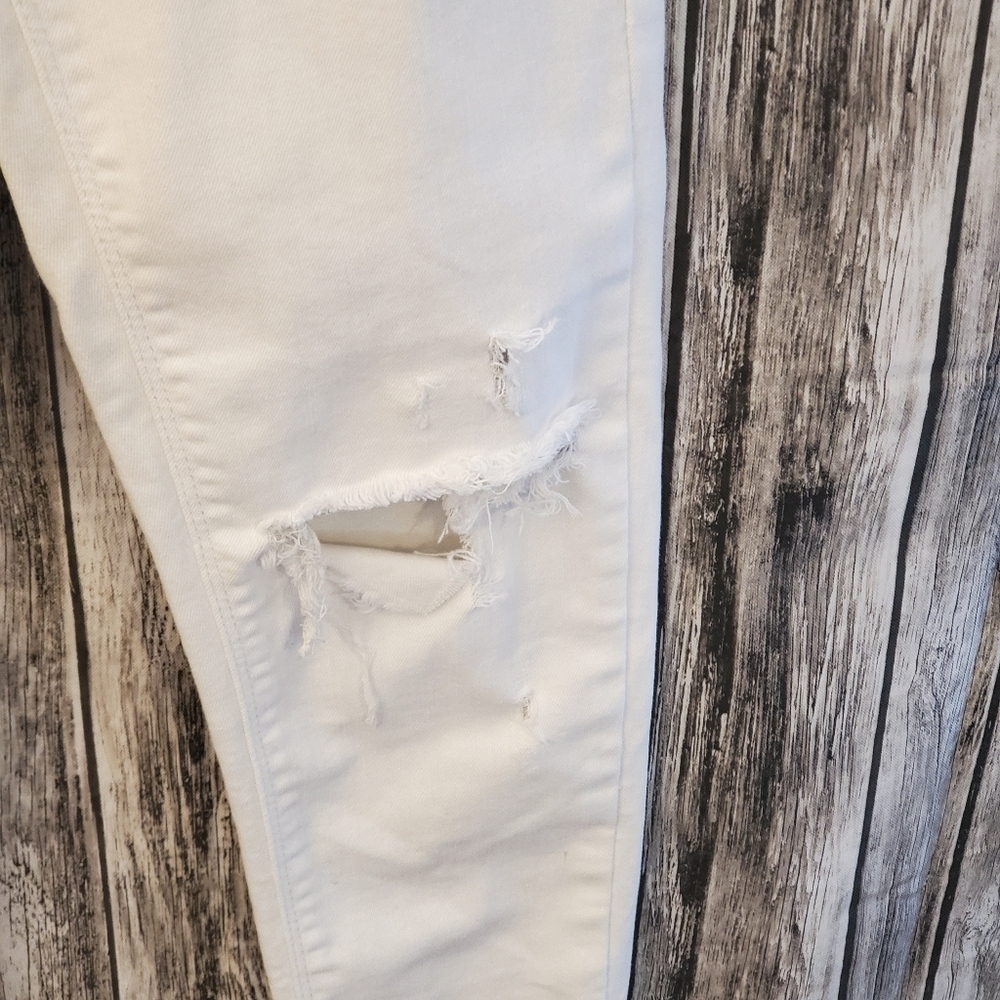 ZARA Basic  white distressed raw hem jeans White Size 2 - Picture 6 of 10